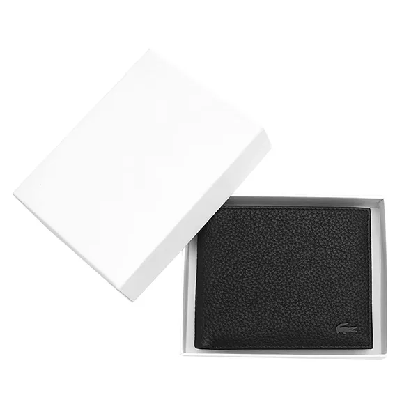 Ví Nam Lacoste Crocodile Matte Grained Leather Horizontal Trifold Wallet NH3711IL Màu Đen
