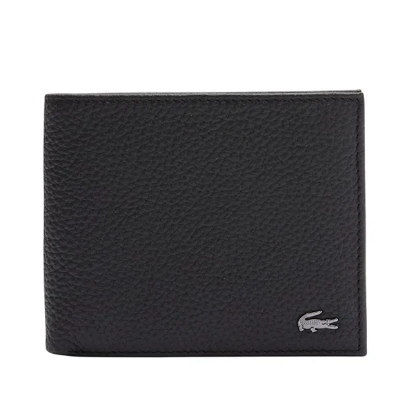 Ví Nam Lacoste Men's Crocodile Matte Grained Leather Horizontal Trifold Wallet NH47740R Màu Đen