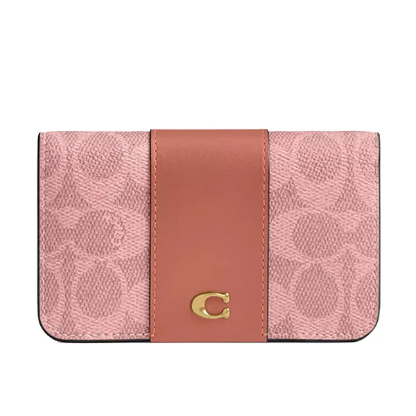 Ví Nữ Coach Essential Slim Card Case In Signature Canvas CR542 Màu Hồng