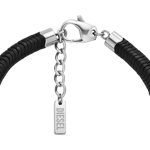 Vòng Đeo Tay Nam Diesel Hematite Beaded Bracelet DX1574931 Màu Đen/Bạc