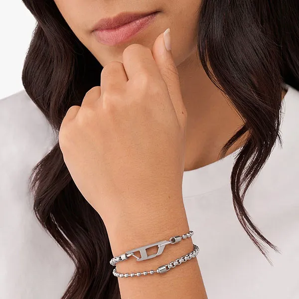 Vòng Đeo Tay Diesel Stainless Steel Chain Bracelet DX1473040 Màu Bạc
