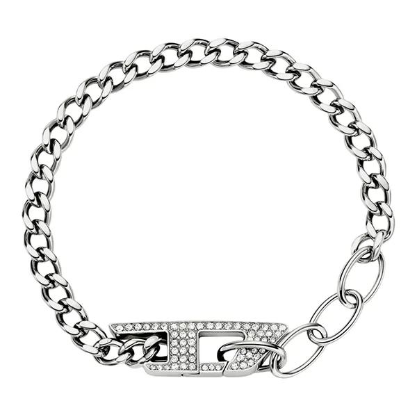 Vòng Đeo Tay Diesel Stainless Steel Glitz Chain Bracelet DX1627040 Màu Bạc