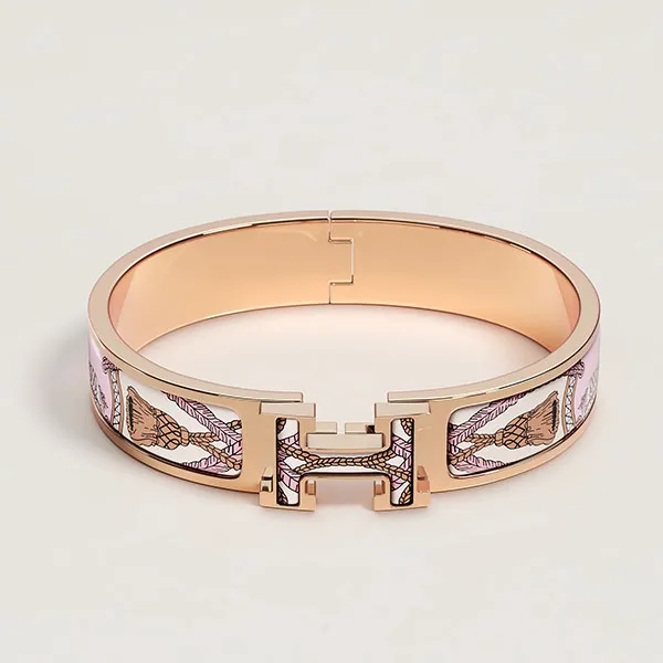 Vòng Đeo Tay Nữ Hermès Clic H Grand Apparat Bracelet H705421FOA1GM Màu Vàng Hồng