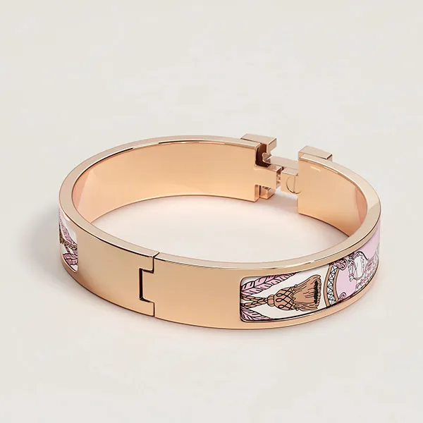 Vòng Đeo Tay Nữ Hermès Clic H Grand Apparat Bracelet H705421FOA1GM Màu Vàng Hồng