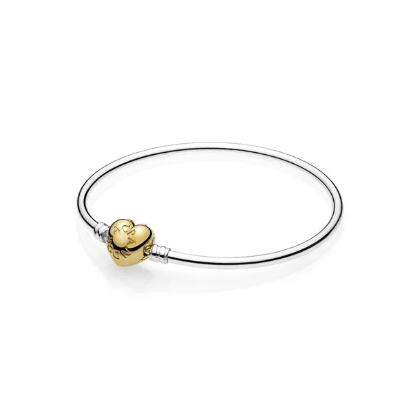 Vòng Đeo Tay Nữ Pandora Moments Heart Clasp Bangle 567163 Màu Bạc