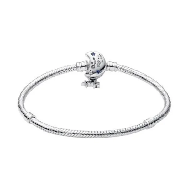 Vòng Đeo Tay Nữ Pandora Sparkling Moon Clasp Snake Chain Bracelet 592819C01 Màu Bạc Size 16