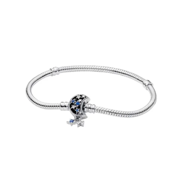 Vòng Đeo Tay Nữ Pandora Sparkling Moon Clasp Snake Chain Bracelet 592819C01 Màu Bạc Size 16