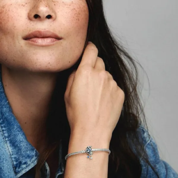 Vòng Đeo Tay Nữ Pandora Sparkling Moon Clasp Snake Chain Bracelet 592819C01 Màu Bạc Size 16
