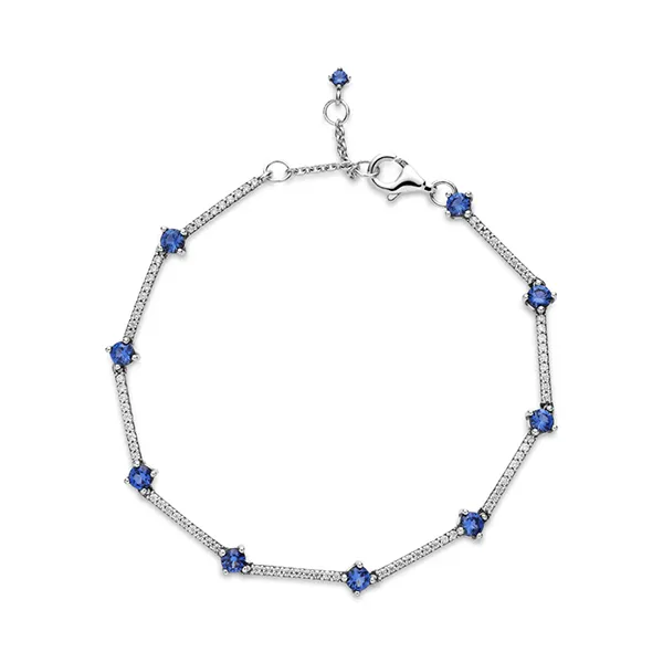 Vòng Đeo Tay Nữ Pandora Sparkling Pavé Bars Bracelet 599217C01 Màu Bạc/Xanh Size 18