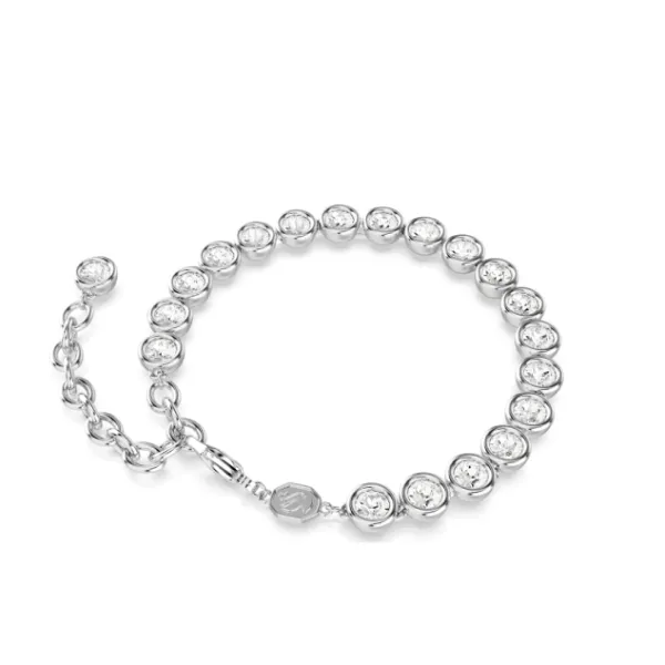 Vòng Đeo Tay Nữ Swarovski Imber Tennis Bracelet Round Cut, White, Rhodium Plated 5682666 Màu Bạc