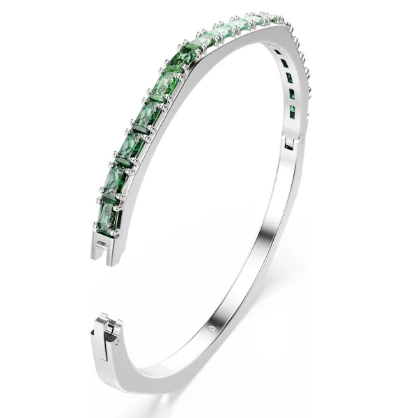 Vòng Đeo Tay Nữ Swarovski Matrix Bangle Baguette Cut, Octagon Shape, Green, Rhodium Plated 5708110 Màu Xanh Size S