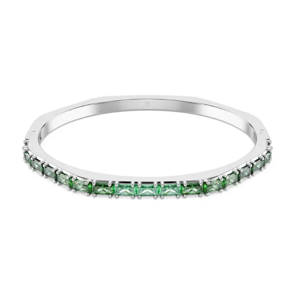 Vòng Đeo Tay Nữ Swarovski Matrix Bangle Baguette Cut, Octagon Shape, Green, Rhodium Plated 5708110 Màu Xanh Size S