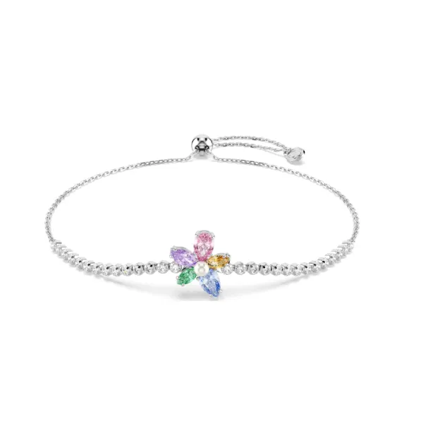 Vòng Đeo Tay Nữ Swarovski x Ariana Grande Bracelet Mixed Cuts, Flower, Multicolored, Rhodium Plated 5749187 Màu Bạc