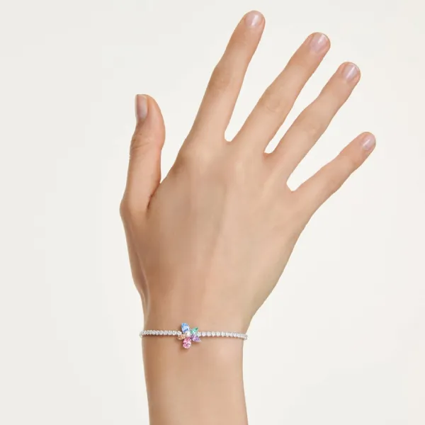 Vòng Đeo Tay Nữ Swarovski x Ariana Grande Bracelet Mixed Cuts, Flower, Multicolored, Rhodium Plated 5749187 Màu Bạc