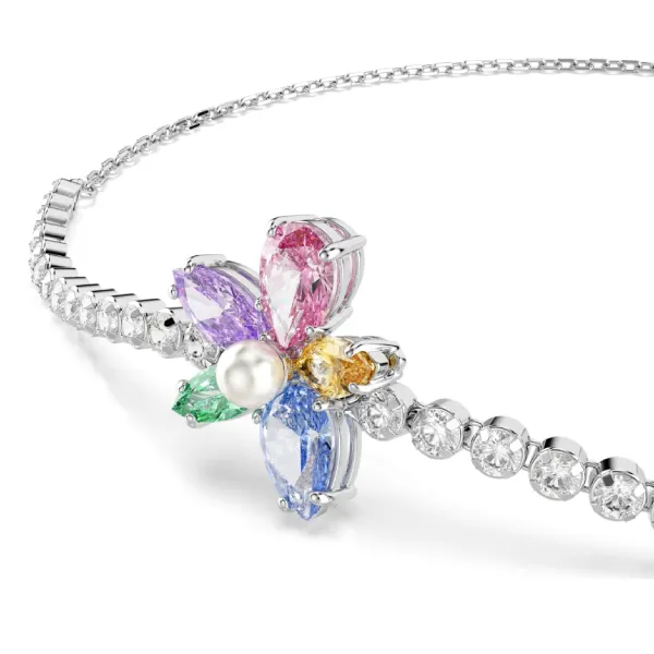 Vòng Đeo Tay Nữ Swarovski x Ariana Grande Bracelet Mixed Cuts, Flower, Multicolored, Rhodium Plated 5749187 Màu Bạc