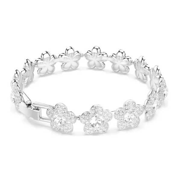 Vòng Đeo Tay Nữ Swarovski x Ariana Grande Bracelet Round Cut, Flower, White, Rhodium Plated 5749182 Màu Bạc