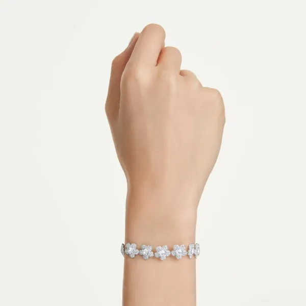 Vòng Đeo Tay Nữ Swarovski x Ariana Grande Bracelet Round Cut, Flower, White, Rhodium Plated 5749182 Màu Bạc