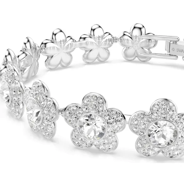 Vòng Đeo Tay Nữ Swarovski x Ariana Grande Bracelet Round Cut, Flower, White, Rhodium Plated 5749182 Màu Bạc