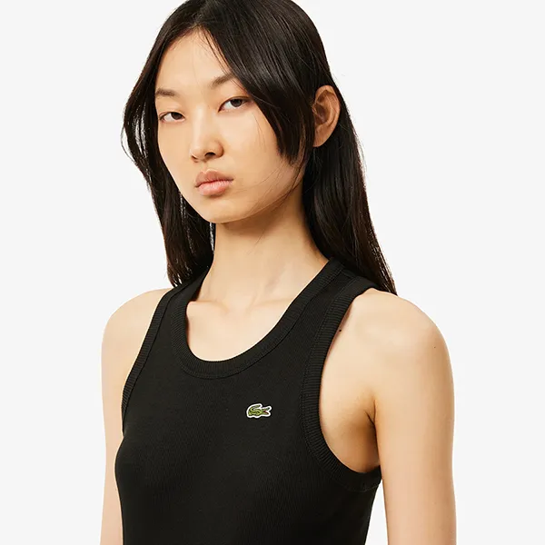 Áo Ba Lỗ Nữ Lacoste Slim Fit Cotton Tank Top TF5388 10 031 Màu Đen Size 34