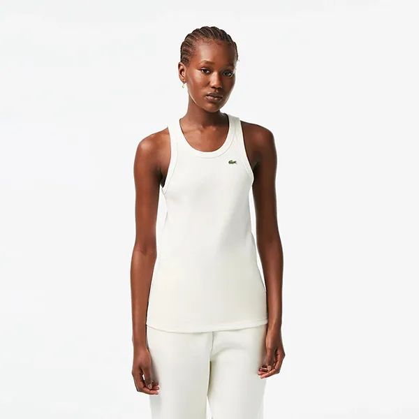 Áo Ba Lỗ Nữ Lacoste Slim Fit Cotton Tank Top TF5388 10 70V Màu Trắng Size 34