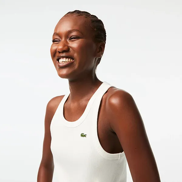 Áo Ba Lỗ Nữ Lacoste Slim Fit Cotton Tank Top TF5388 10 70V Màu Trắng Size 34