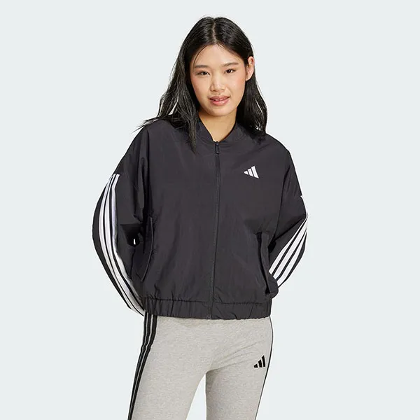 Áo Bomber Nữ Adidas Essentials 3-Stripes Lifestyle Woven Jacket Black JD5317 Màu Đen Size S