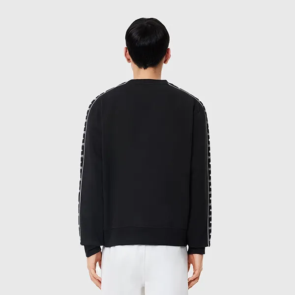 Áo Nỉ Sweater Nam Lacoste Logo Strip Crew Neck Sweatshirt SH7492 031 Màu Đen Size 3