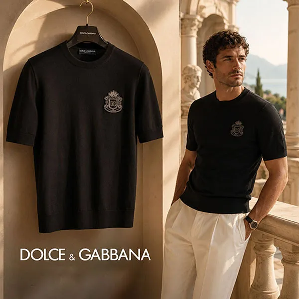 Áo Phông Nam Dolce & Gabbana D&G Cashmere GXX03Z JBCIU N0000 Màu Đen Size 48