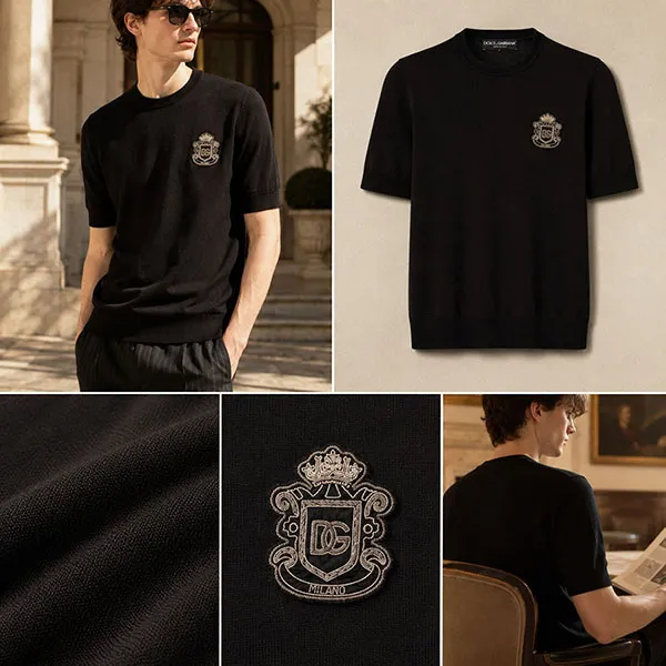 Áo Phông Nam Dolce & Gabbana D&G Cashmere GXX03Z JBCIU N0000 Màu Đen Size 48