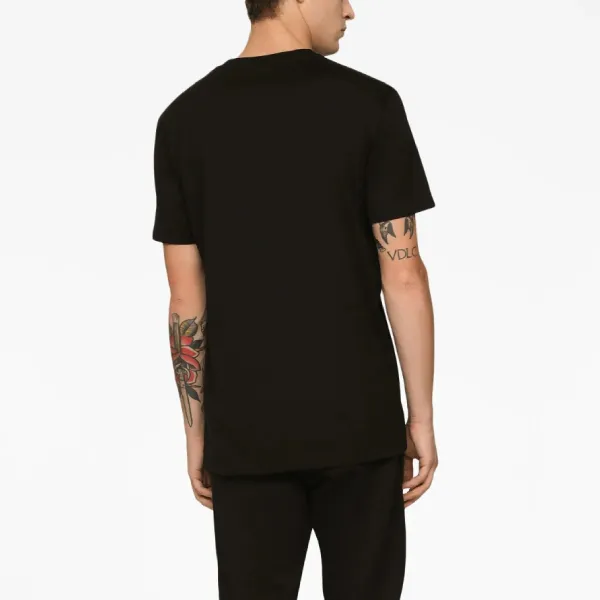 Áo Phông Nam Dolce & Gabbana D&G Embroidered-logo Cotton G8RA2Z Tshirt Màu Đen Size 46