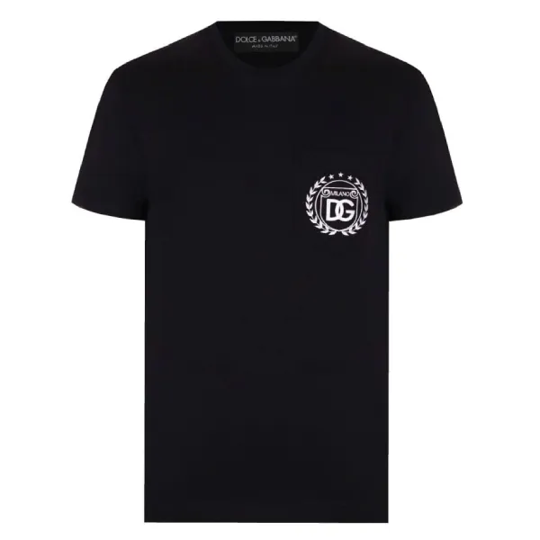Áo Phông Nam Dolce & Gabbana D&G Embroidered-logo Cotton G8RA2Z Tshirt Màu Đen Size 46
