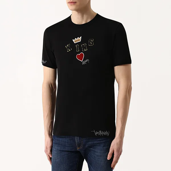 Áo Phông Nam Dolce & Gabbana D&G King T-Shirt G8HV0Z Màu Đen Size 46