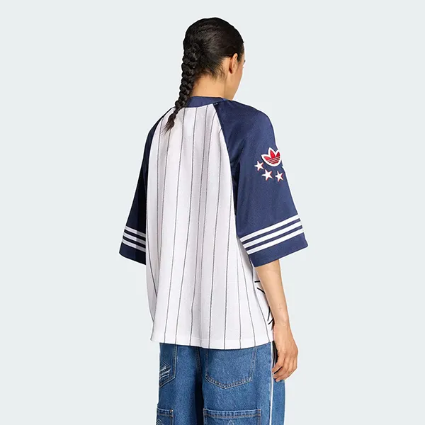 Áo Phông Nữ Adidas Women's Originals Baseball Jersey T-Shirt KC6288 Màu Trắng/Xanh Size S
