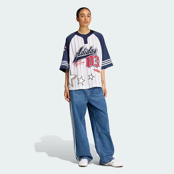 Áo Phông Nữ Adidas Women's Originals Baseball Jersey T-Shirt KC6288 Màu Trắng/Xanh Size S