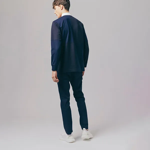 Áo Polo Dài Tay Nam Lacoste Color Block Rugby Shirt Dark Navy KH011-HDE Màu Xanh Navy Size 2