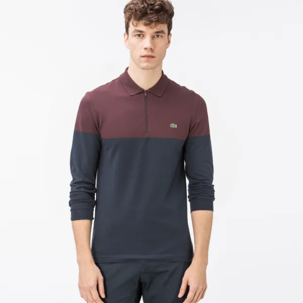 Áo Polo Dài Tay Nam Lacoste Men's Slim Fit PH1920-20M Phối Màu Size 2