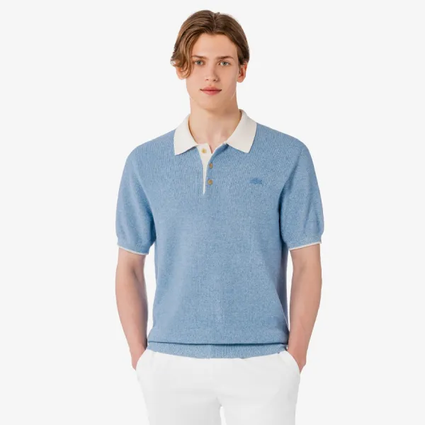 Áo Polo Nam Lacoste Short Sleeve Sweater Polo Shirt Regular Fit PH943E AEY Màu Xanh Da Trời Size 3