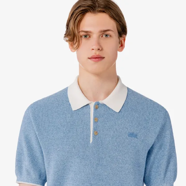 Áo Polo Nam Lacoste Short Sleeve Sweater Polo Shirt Regular Fit PH943E AEY Màu Xanh Da Trời Size 3