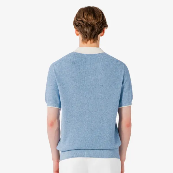 Áo Polo Nam Lacoste Short Sleeve Sweater Polo Shirt Regular Fit PH943E AEY Màu Xanh Da Trời Size 3