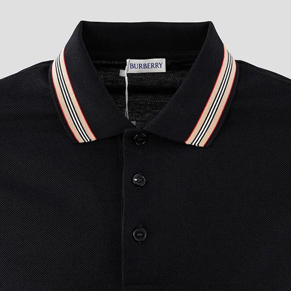 Áo Polo Nam Burberry Icon Stripe Lightweight With Logo 81118111 Màu Đen Size M