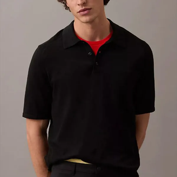 Áo Polo Nam Calvin Klein CK Fine Knit Sweater 40EM320-001 Màu Đen Size XS