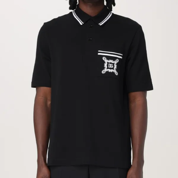 Áo Polo Nam Dolce & Gabbana Logo-Print Polo Shirt DG G8SN2ZG7N8M Màu Đen Size 46
