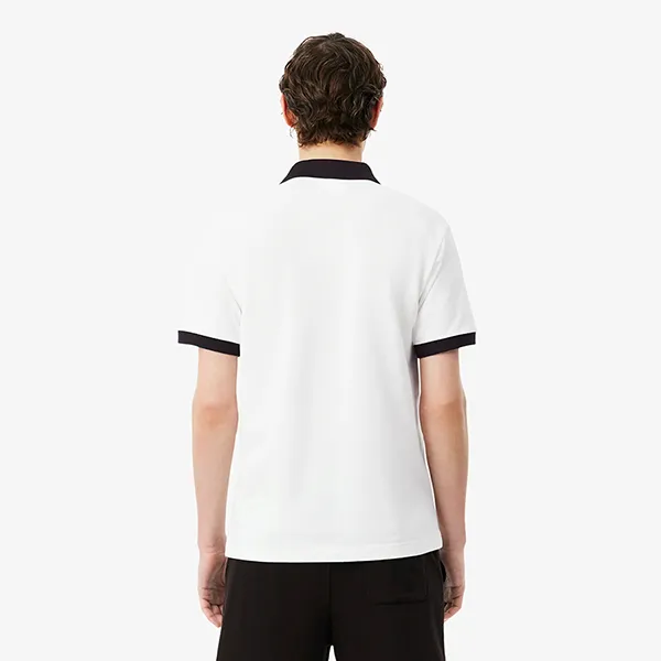 Áo Polo Nam Lacoste Classic Fit Contrast Rib PH2017 - 1I9 Màu Trắng/Nâu Size 4
