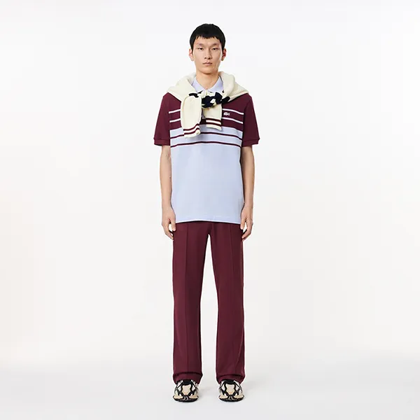 Áo Polo Nam Lacoste Classic Fit Made In France PH8135 - IT6 Màu Xanh/Đỏ Size 3