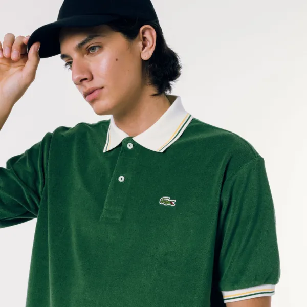 Áo Polo Nam Lacoste High-gauge Pile Fabric Loose PH005J-132 Màu Xanh Lá Size 2