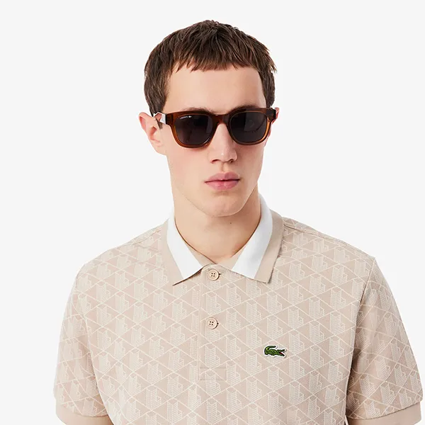 Áo Polo Nam Lacoste Men's Classic Fit Monogram Jacquard DH1417 - 8GI Màu Be Size 3