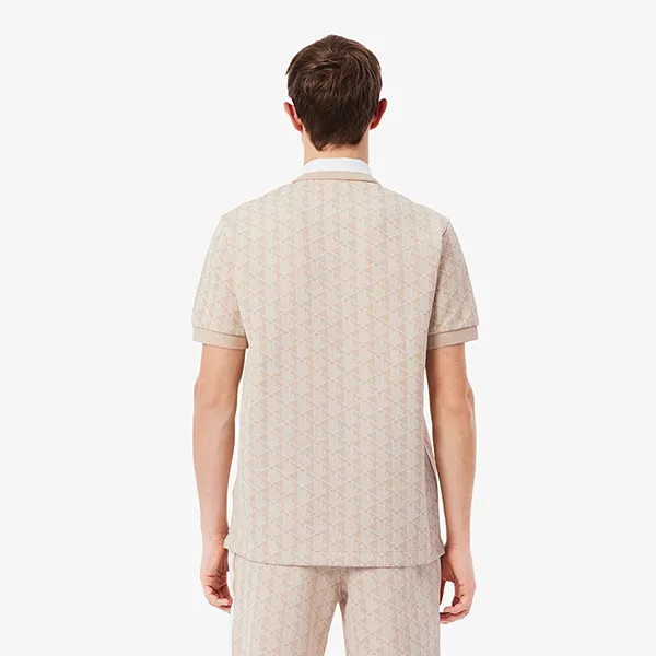 Áo Polo Nam Lacoste Men's Classic Fit Monogram Jacquard DH1417 - 8GI Màu Be Size 3