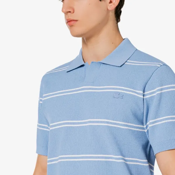 Áo Polo Nam Lacoste Men's Open Collar Pinstripe Short Sleeve Sweater PH396E - AEY Màu Xanh Nhạt Size 3