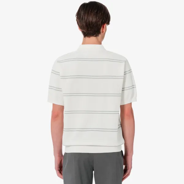 Áo Polo Nam Lacoste Men's Open Collar Pinstripe Short Sleeve Sweater PH396E - XFJ Màu Trắng Size 4