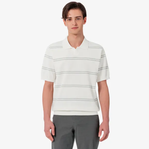 Áo Polo Nam Lacoste Men's Open Collar Pinstripe Short Sleeve Sweater PH396E - XFJ Màu Trắng Size 4